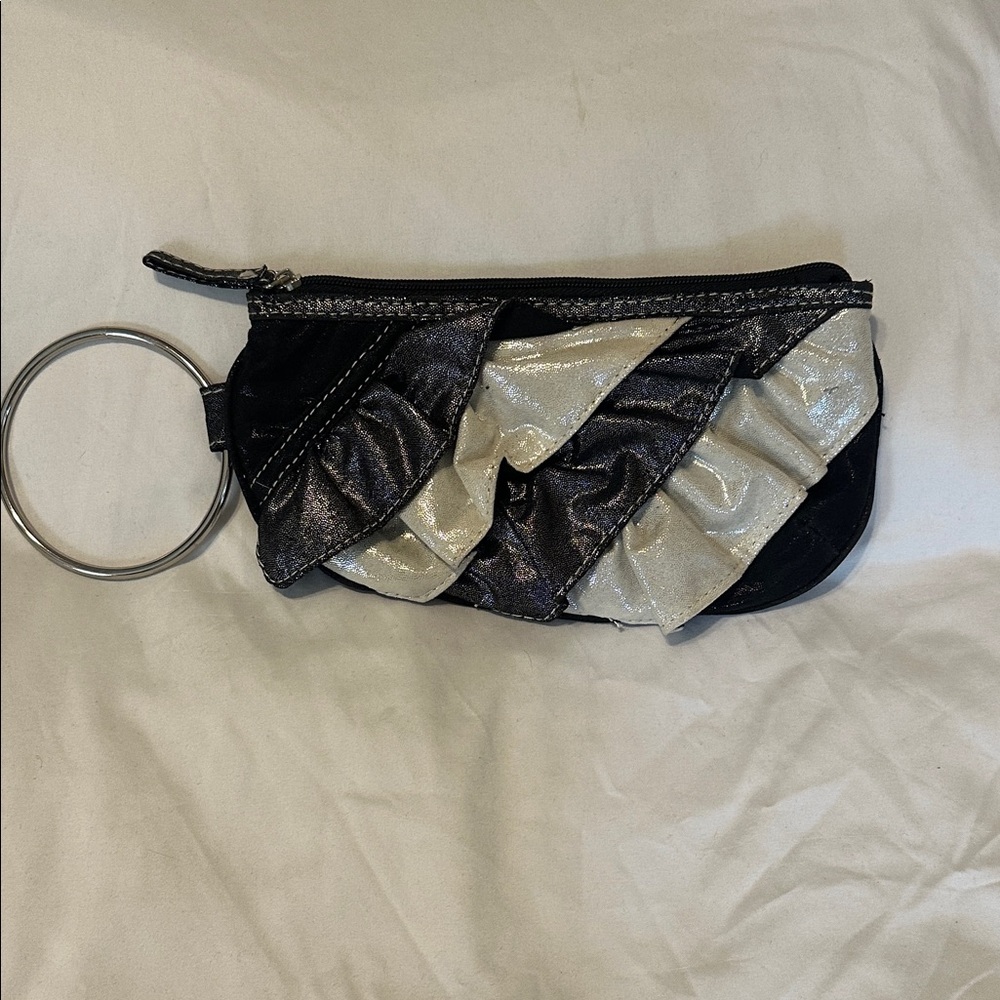 Chateau Metallic Black and Silver Wristlet
